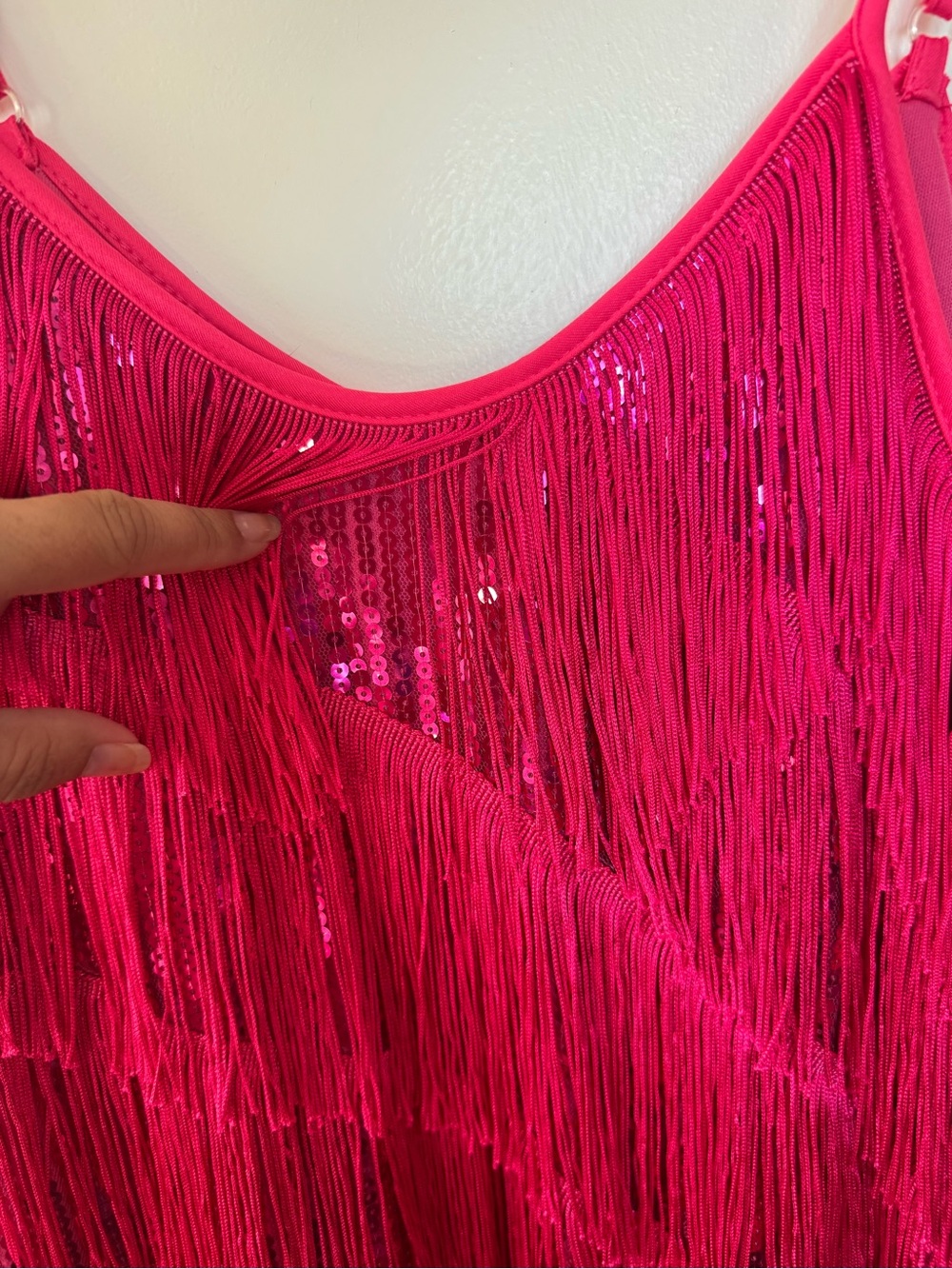 Hot Pink Fringe Party Dress - Picture 2 of 4
